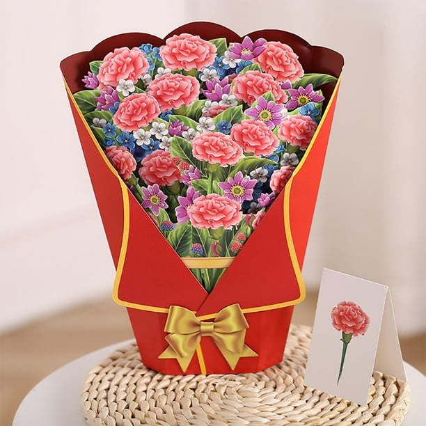 Flower Bouquets Greeting Card,3D Paper Carved Flower Gift Card