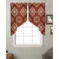 thumbnail image 2 of Vintage Brown Swag Valances for Windows, Boho Ethnic Geometric Abstract Art Southwestern Rod Pocket Sheer Valances for Windows, Swag Toppers Light Filtering for Kitchen Living Room 2 Panels 28''x36'', 2 of 6