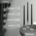 thumbnail image 4 of CANDWAX 12 inch Taper Candles Set of 12 - Dripless and Smokeless Candle Unscented - Slow Burning Black Tapered Candle Sticks Ideal for Any Event – Coal Black Candles, 4 of 5