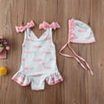 thumbnail image 2 of TheFound Baby Girls Swimwear Set Bowknot Backless One-piece Swimsuit+Ruffle Hat, 2 of 9