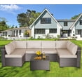 thumbnail image 3 of Gotland 7 Piece Patio Conversation Set,Rattan Wicker Outdoor Furniture Patio Sectional Sofa(Sand), 3 of 7
