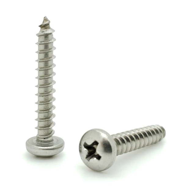 100 Qty 8 x 1" 304 Stainless Steel Phillips Pan Head Wood Screws