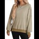 thumbnail image 1 of Sudadera Holgada de Otoño para Mujer, Informal, de Punto Gofre, Larga, Cuello Redondo, Abertura, Tipo Túnica. Caqui M, 1 of 9