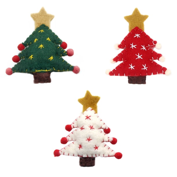 ColoMX 3 piezas de adorno de fieltro decoración hecha a mano colgante de árbol de Navidad (color al azar)