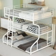 thumbnail image 2 of Metal Full XL over Twin XL over Queen Loft Bunk Bed with Long and Short Ladder, Multifunctional with Safety Guard Rails, Easy to Assemble/No Box Spring Required(White), 2 of 8