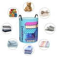 thumbnail image 6 of LNWH Laundry Basket, Pixel Store Pattern Foldable Laundry Hamper With Handles Waterproof, Medium, 6 of 8