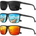 thumbnail image 2 of Fashion Street Lightweight Unisex Rectangular Aviator Fashion Sunglasses, Blue, 3-Pack, 2 of 7