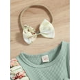 thumbnail image 6 of Cenuakty 2 Pieces Baby Suit Set, Floral Print Round Neck Long Sleeve Ruffle Romper with Skirt Hem+ Headband, 0-18 Months, 6 of 9
