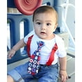 thumbnail image 3 of Noah's Boytique Baby Boy Fourth of July Outfit with Star Tie and Royal Blue Suspenders 3-6 Months, 3 of 3
