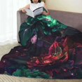 thumbnail image 6 of Salouo Red And Green Carnation Print Bed Blankets,Flannel Blanket Comfortable Air Conditioning Blanket Lightweight Blanket for Sofa Bed Travel & Couch -60"x50", 6 of 8