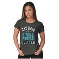 thumbnail image 3 of Cat Hair Single People Glitter Funny Womens Slim Fit Graphic Tee Brisco Brands X, 3 of 4