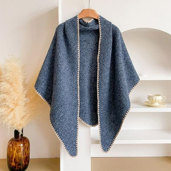 Womens Fashion Pullover Triangle Cervical Collar Scarf Comfortable and Soft Be Suited to Spring and Summer 2025 Dark Blue Free