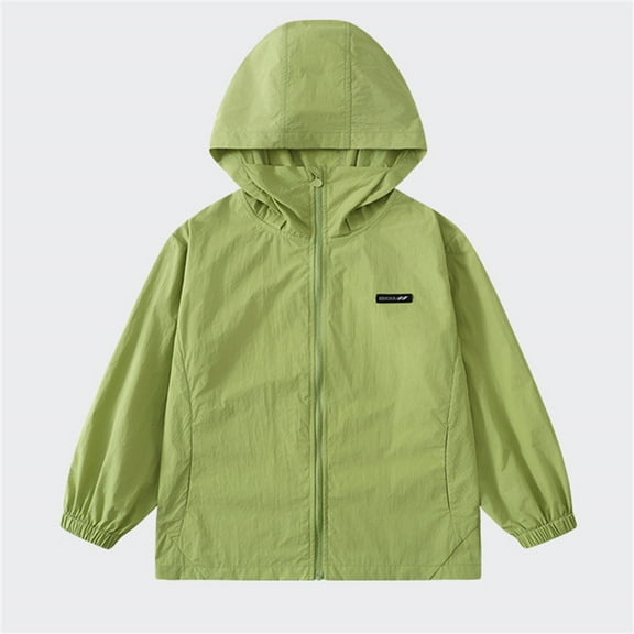 XQYLOS Long Sleeve Rain Jacket for Kids Boys, Waterproof Biking Windbreaker with Adjustable Hem, Lightweight Fall Hiking Coat