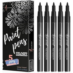 Artistro Black Acrylic Paint Pens Markers Set of 5 Extra Fine Tip 0.7mm Painting Marker Kit