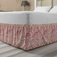 thumbnail image 1 of Floral Bed Skirt, Modern Retro Mix Abstract with Sketchy Circles Creative Swirls Artwork, Elastic Bedskirt Dust Ruffle Wrap Around for Bedding Decor, 4 Sizes, Tan Purple Hot Pink, by Ambesonne, 1 of 2