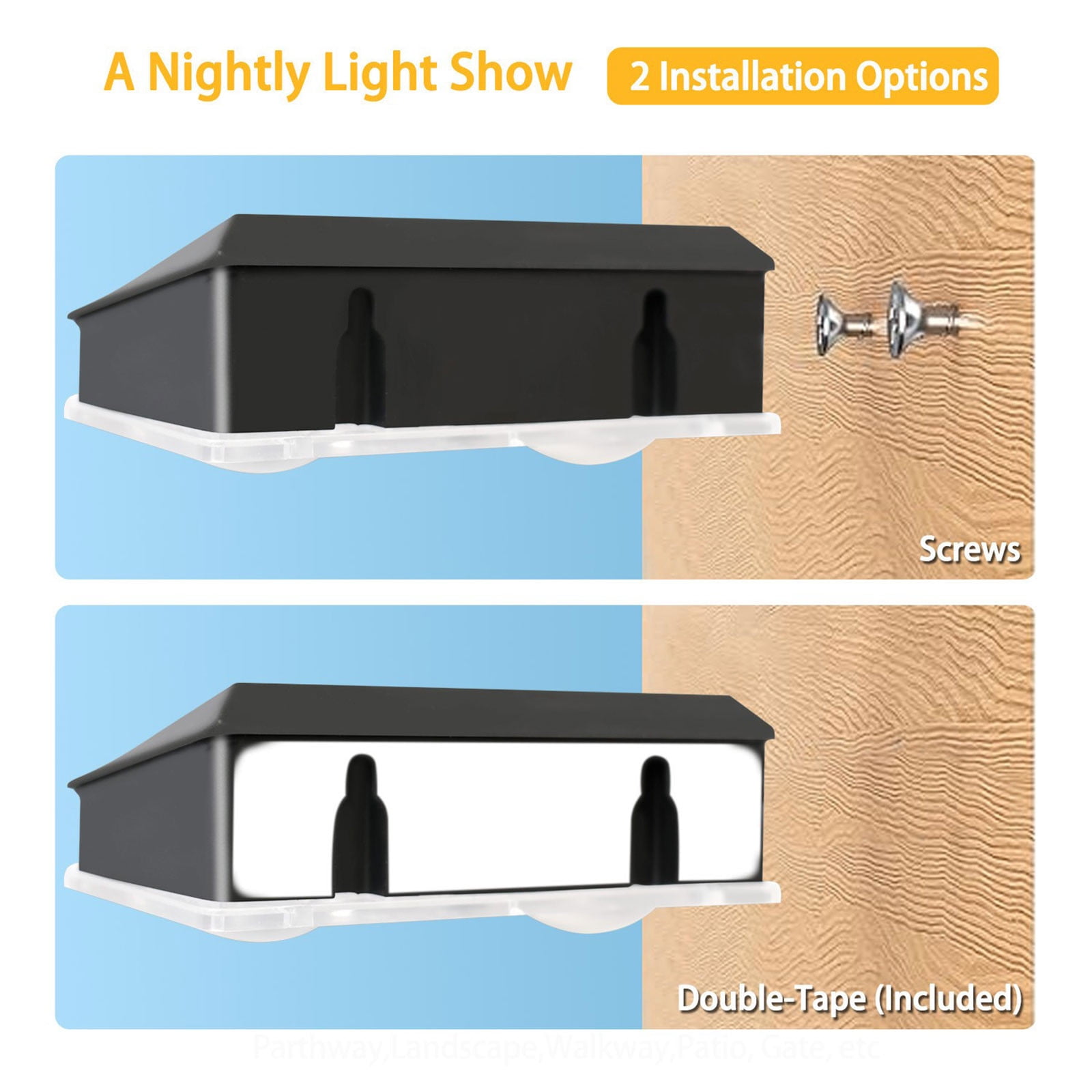 Djiypn Solar Fence Lights Outdoor, 10 Pack Warm White Fence Lights Solar Powered with 2 LED, IP65 Waterproof, Deck Lighting for Backyard, Patio, Wall, Railing, Pool, Stair