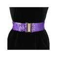 thumbnail image 4 of INSPIRE CHIC Women's Wide Waist Belts Interlock Buckles Shine Stretchy Belts 2PCS Light Purple, 4 of 6