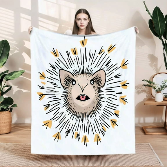 Cozy Flannel Blanket with Playful Animal Design - Soft Warm Perfect for Sofa Travel Bed and Chair - Durable & Stylish