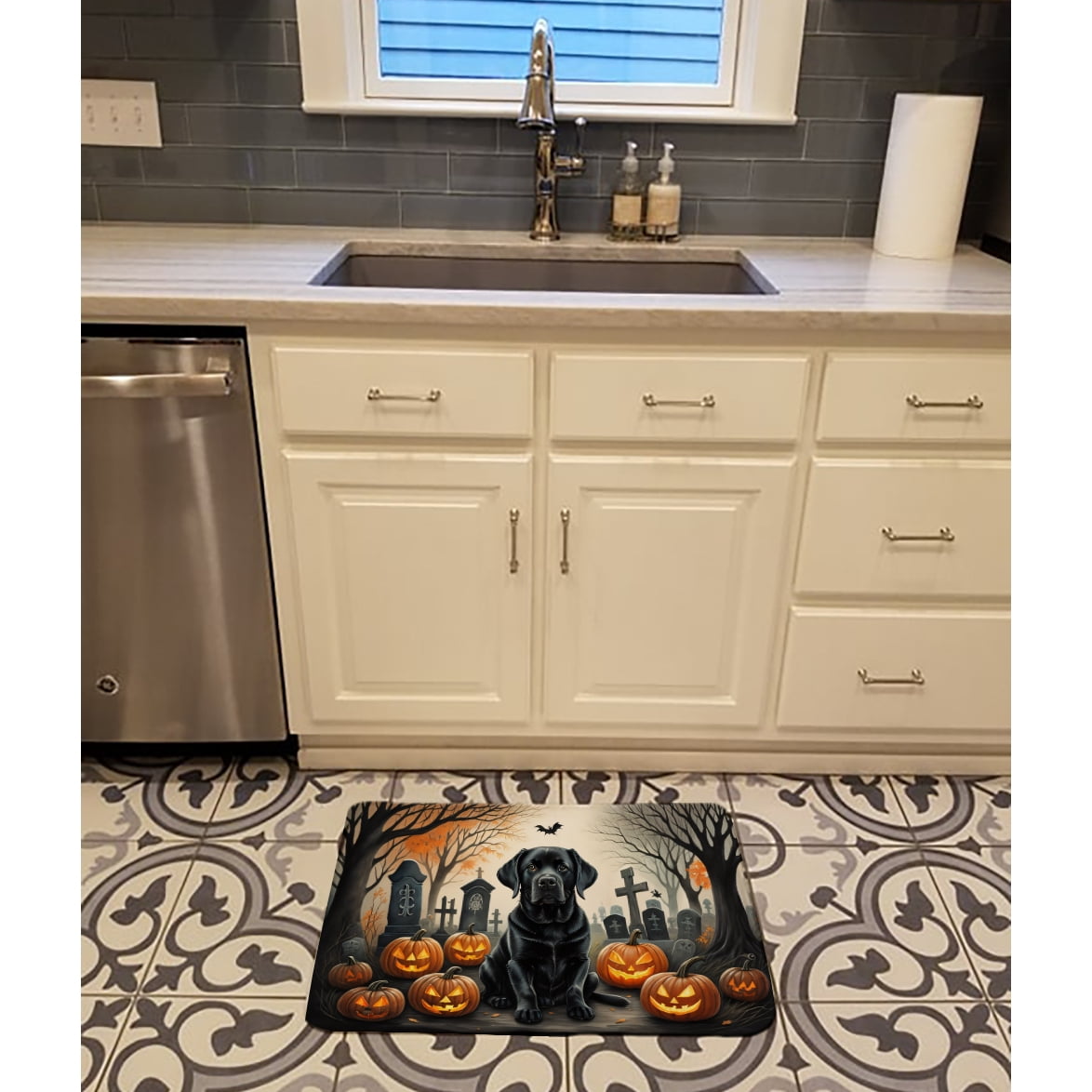 Carolines Treasures DAC2016RUG 19 x 27 in. Unisex Black Labrador Retriever Spooky Halloween Memory Foam Kitchen Mat