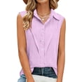 thumbnail image 3 of AherBiu Plus Size Tank Tops for Women Button down Shirts Lapel V Neck Collared Lightweight Summer Casual Blouse, 3 of 8