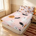 thumbnail image 3 of Erosebridal Kawaii Spooky Animal Zipper Twin Comforter Sets with Fitted Sheet and 2 Pillowcases, Cartoon Pumpkin Zipper Bedding Set for Girls, Blush Pink Orange Black, Pink Reversible, 3 of 7