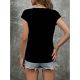 thumbnail image 2 of Black V - Neck Tee with Colorful Watercolor Dragonfly Print, 2 of 4