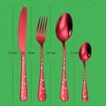 thumbnail image 3 of 4Pcs/Set Exquisite Cutlery Set Corrosion Resistant Stainless Steel Smooth Edge Safe Use Scoop Fork,Green A, 3 of 8
