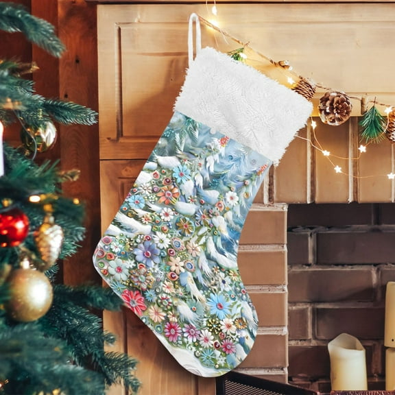 Ryvnso Christmas Stockings Christmas Forest Scene 17.7" Large Stocking Decoration 1 Pack
