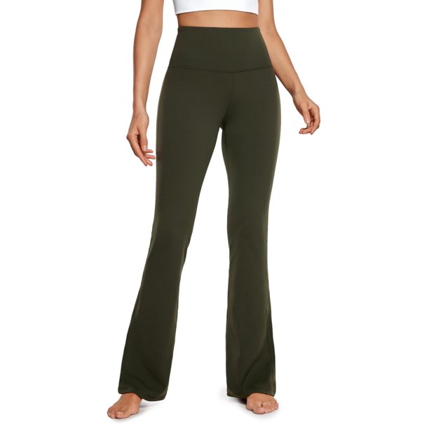 Pantalones CRZ YOGA Butterluxe de Cintura Alta y Pierna Acampanada 81 cm Oliva XL