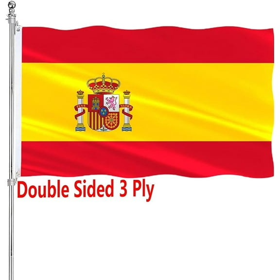 Spanish Flag 3x5 Double Sided for Outdoors 3 Ply 200D Heavy Duty Polyester and Durable Canvas Header