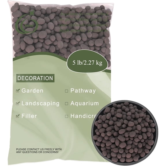 5LB LECA Explanded Clay Pebbles, 14-16mm Lightweight Clay Aggregate for Hydroponic Growing, Premium Grow Media for Orchids, Aquaponics Plants and Horticultural Drainage, Black