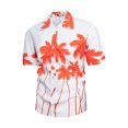 thumbnail image 1 of Camisas De Mezclilla Para Hombre Blusa de camisas de manga corta suelta informal con cuello vuelto estampado de primavera para hombre (Orange, XXL), 1 of 5