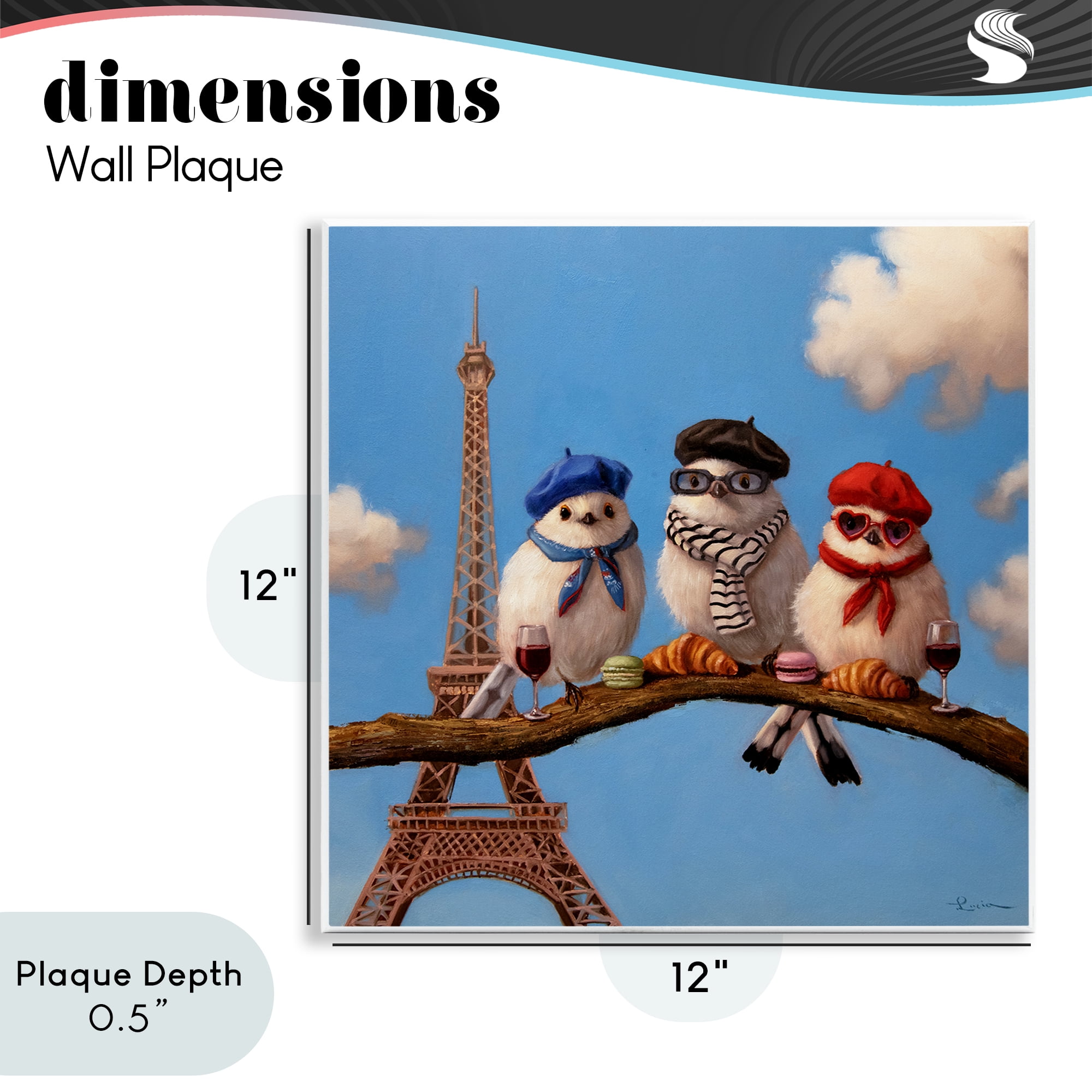 Stupell Industries Parisian Chic Birds in Paris Wall Plaque Art, design by Lucia Heffernan