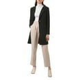 thumbnail image 5 of INSPIRE CHIC Women's Half Lapel Long Sleeves One Button Winter Mid-Length Overcoat S Black, 5 of 8