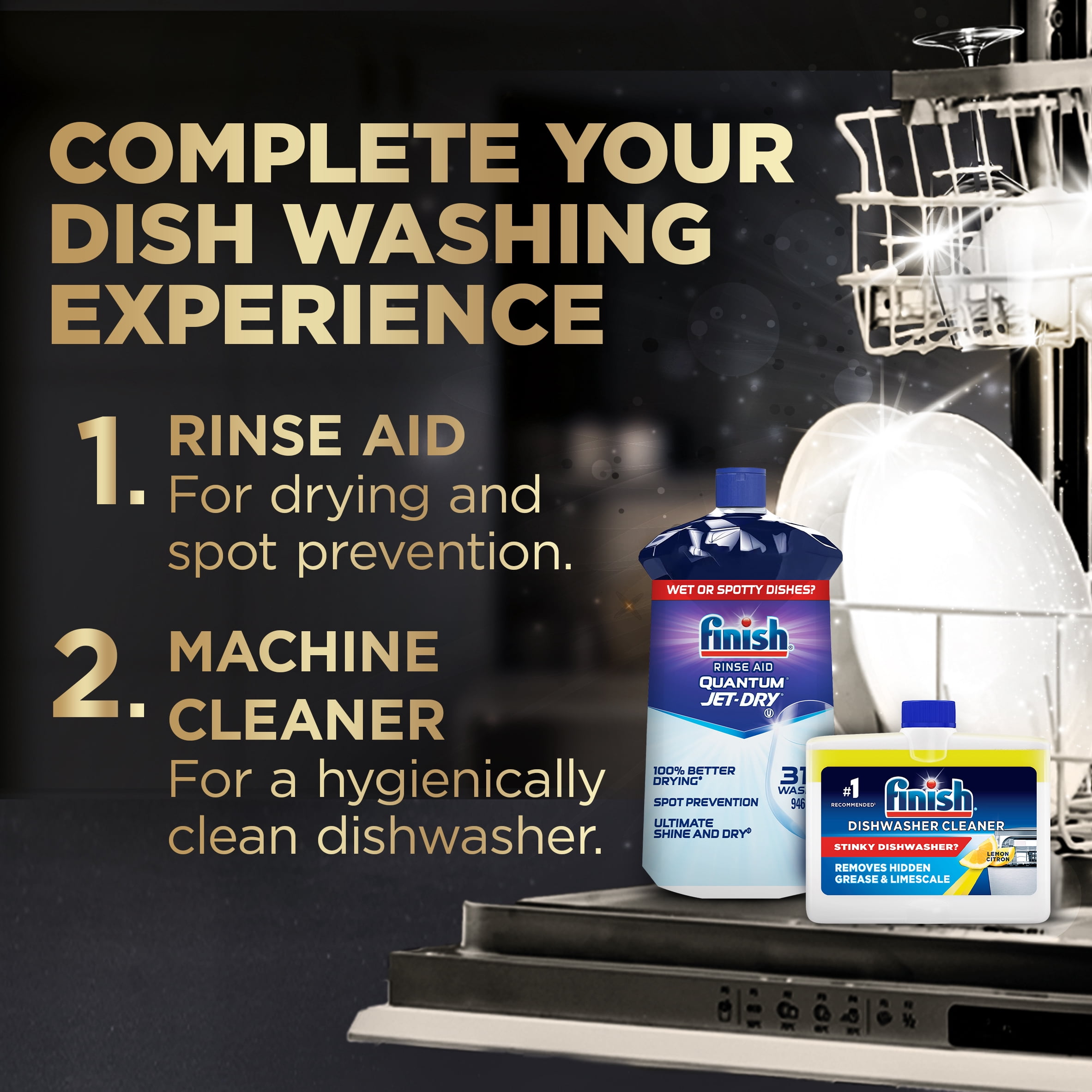Finish® Quantum UltraMAX® Dishwasher Detergent Tabs for Diamond Shine, Removes burnt-on stains & 24hr Dried on stains, No pre rinse needed, 30 Tabs