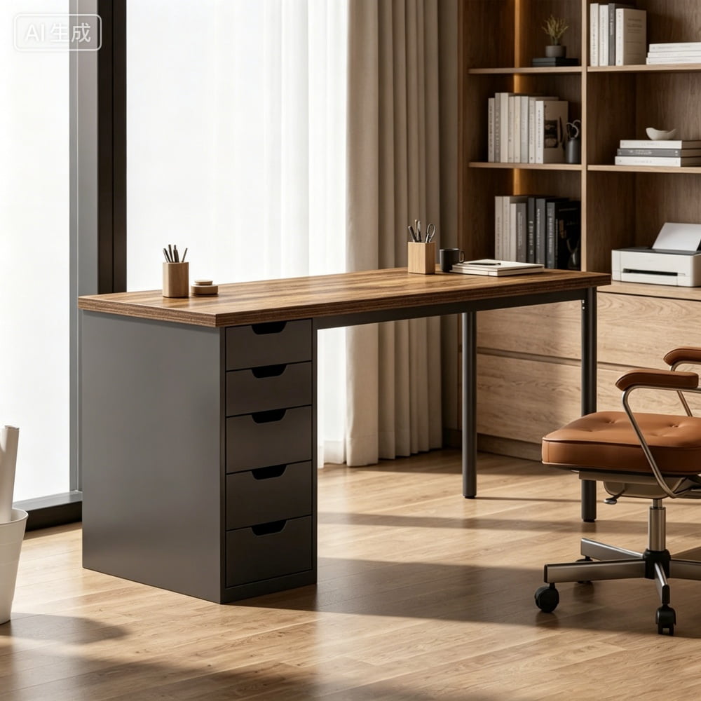 Modern Office Desk, Sturdy Metal Frame Computer Desk, Simple Writing Workstation, Spacious Desktop Multipurpose Study Laptop Table for Home Office, Bedroom, Study Room