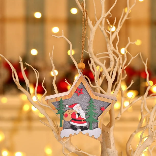 Adornos navideños, adornos navideños, luces LED para árbol de Navidad, Papá Noel, muñeco de nieve, ciervo, luces nocturnas, letreros de iluminación navideña