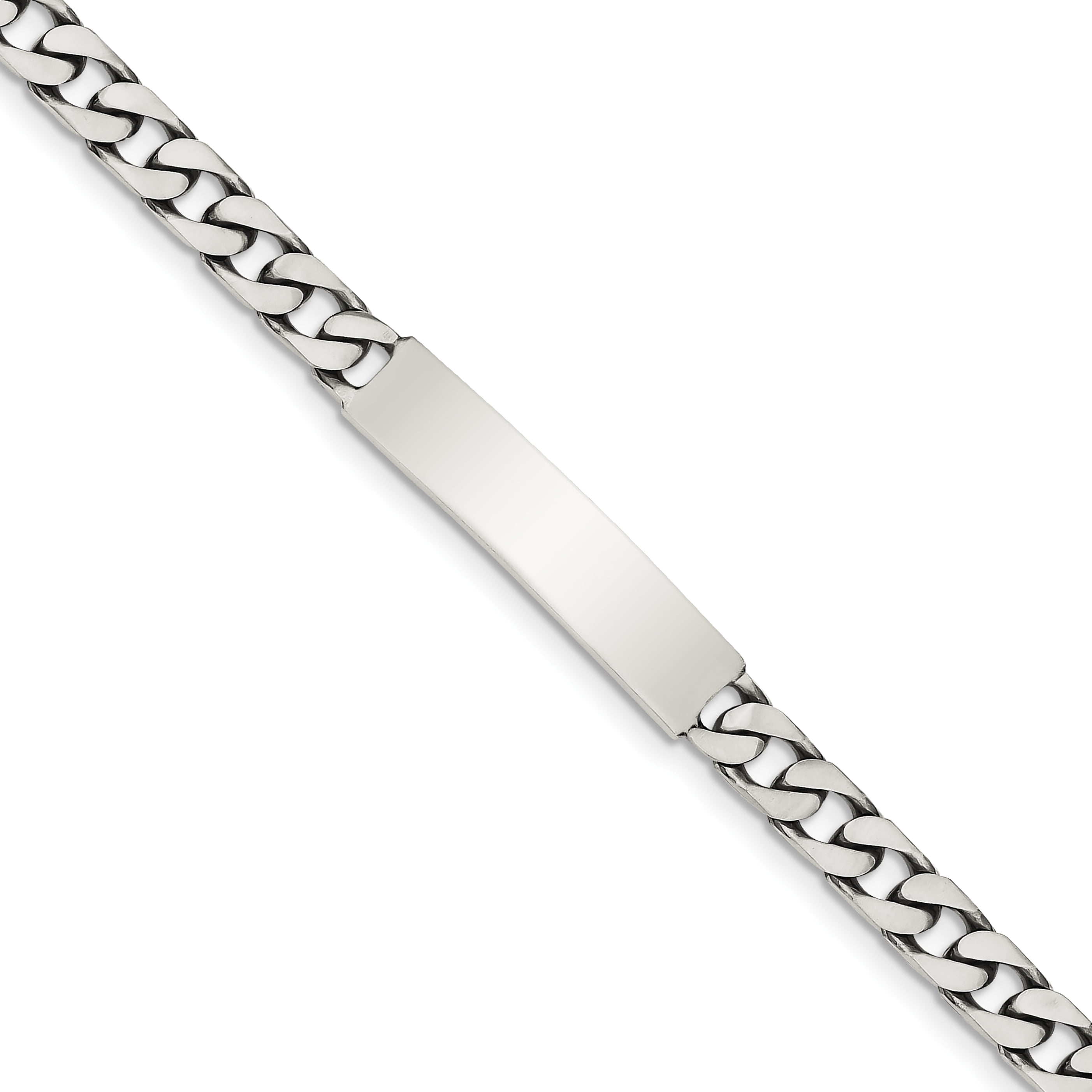 Sterling Silver 8inch Polished Engraveable Anchor Link ID Bracelet