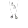 thumbnail image 2 of Delight Jewelry Silvertone Celtic Knot Band Spinner Silver tone Zig Zag Christmas Tree Charm Necklace and Stud Earrings, 2 of 4