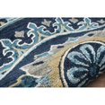thumbnail image 6 of Laddha Home Designs 5' Blue and Yellow Floral Medallion Hand Hooked Round Area Throw Rug, 6 of 7