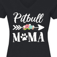 thumbnail image 4 of Inktastic Pitbull Mama with Arrow and Flowers Women's V-Neck T-Shirt, 4 of 5