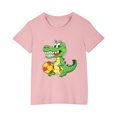 thumbnail image 4 of Zwiiyzr 3-10Y Dinosaur Toddler Kids Boys Girls Short Sleeve T-Shirts Crew Neck Top Tee Cotton Print Fashion Cute Top Pink, 4 of 6