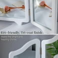 thumbnail image 3 of Luxfurni Hollywood Large Vanity Trifold Makeup, 3 Side Folding Tabletop Mirror, White, 3 of 10