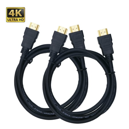 2 Pack Black High Speed 18Gbps HDMI Cable 2.0 4K 60HZ for TV Xbox 360 Xbox One PS3 PS4 4.92 ft
