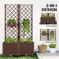 thumbnail image 3 of Outsunny Planter Box with Trellis, Self Watering Raised Garden Bed with Lockable Wheels and Drainage Holes, Brown, 3 of 9