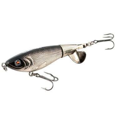 Ozark Trail 3.5" Topwater Prop Bait Fishing Lure for Bass, Pike, and Musky, Soft and Hard Plastic, Chrome Color