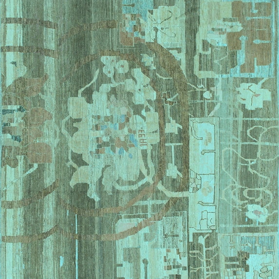 Ahgly Company Indoor Square Abstract Light Blue Modern Area Rugs, 8' Square