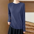 thumbnail image 2 of HongQid Women's Long Sleeve Tee Crew Neck Soft Curved Hem Thin Stretch Loose Casual Tops Layering Solid Shirts, 2 of 6