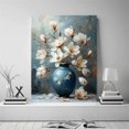 thumbnail image 2 of Mudket Framed,Canvas Wall Art,Ready to Hang,Blue Vase Still Life Floral Canvas Print, Vintage Botanical Wall Decor, Floral Pictures, for Bedroom Living Room Office Decor - 12"L x 8"W, 2 of 10