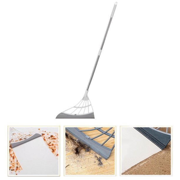 Escoba Telescópica Limpiaparabrisas Squeeze Mop Plástico suave Telescópico Antiadherente Hair Sweep Mop (Gris) Wdftyju Libre de BPA